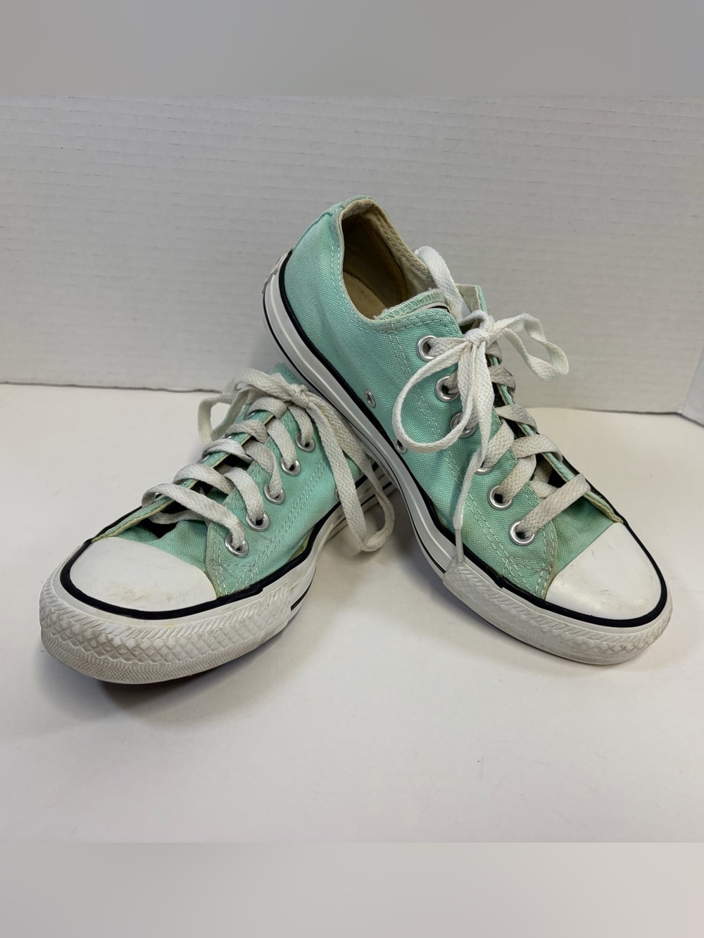 Converse Low Top Canvas Sneakers in Mint Green with White Accents